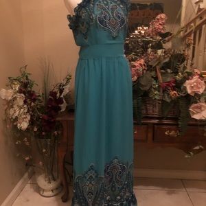 Boston Proper Paisley Print Ruffle High Neck Maxi Dress
